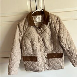 Charter Club Beige and Brown Quilted Puffer Jacket